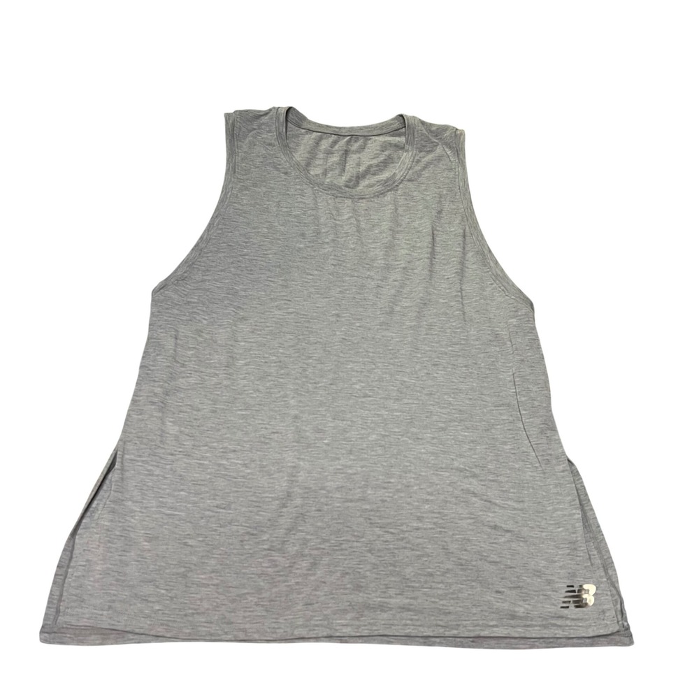 New Balance Womens Heather Grey Balance Graphic Activewear Tank Top Small Medium